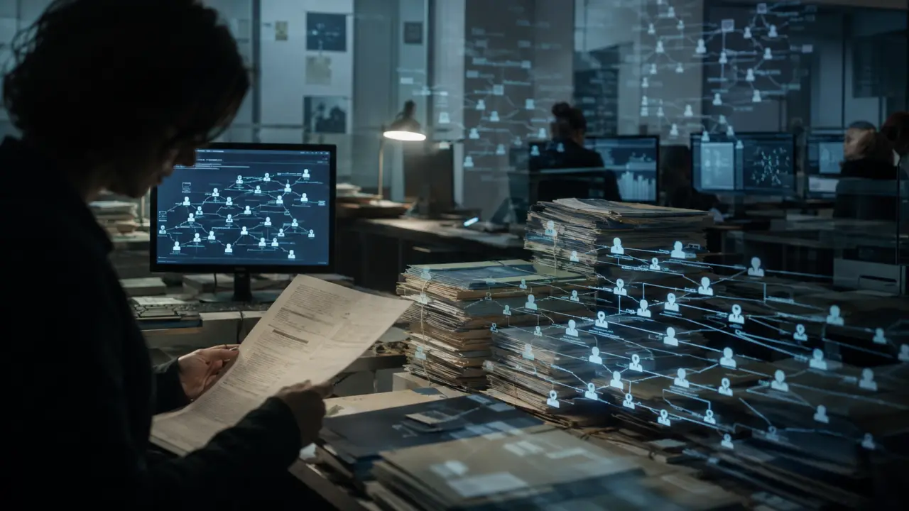 Scène de reportage sur l'administration et le traitement algorithmique des dossiers
